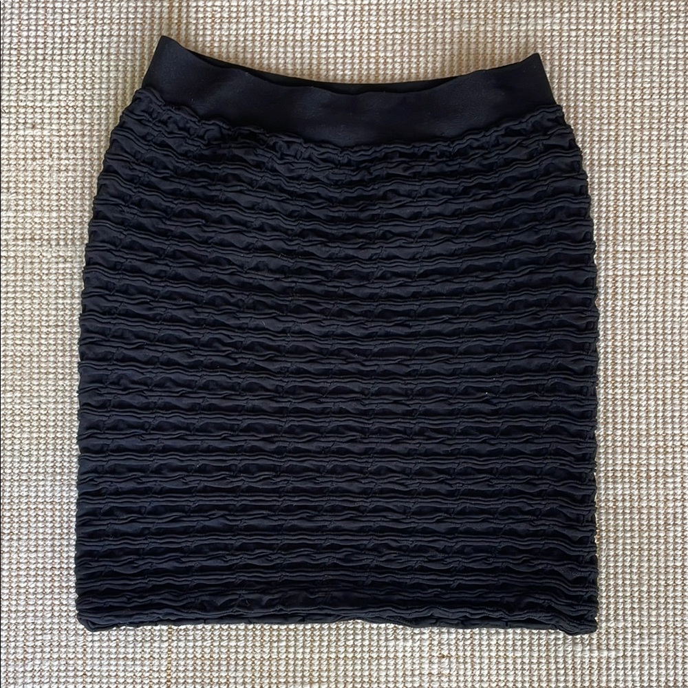 Black Ribbed Stretch Pencil Skirt